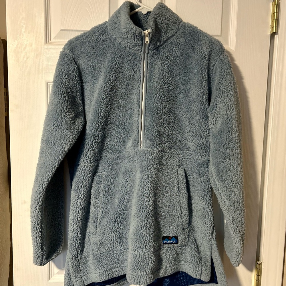 KAVU Light Blue Fleece Snowpack jacket Women M
